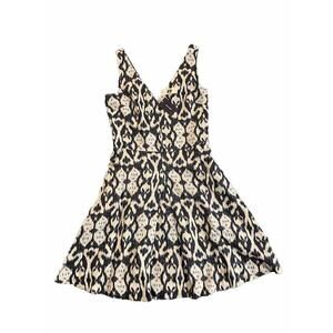 Gap Linen fit & flare dress 0 XS Navy Ikat Print Midi Pockets Aline Skirt Summer